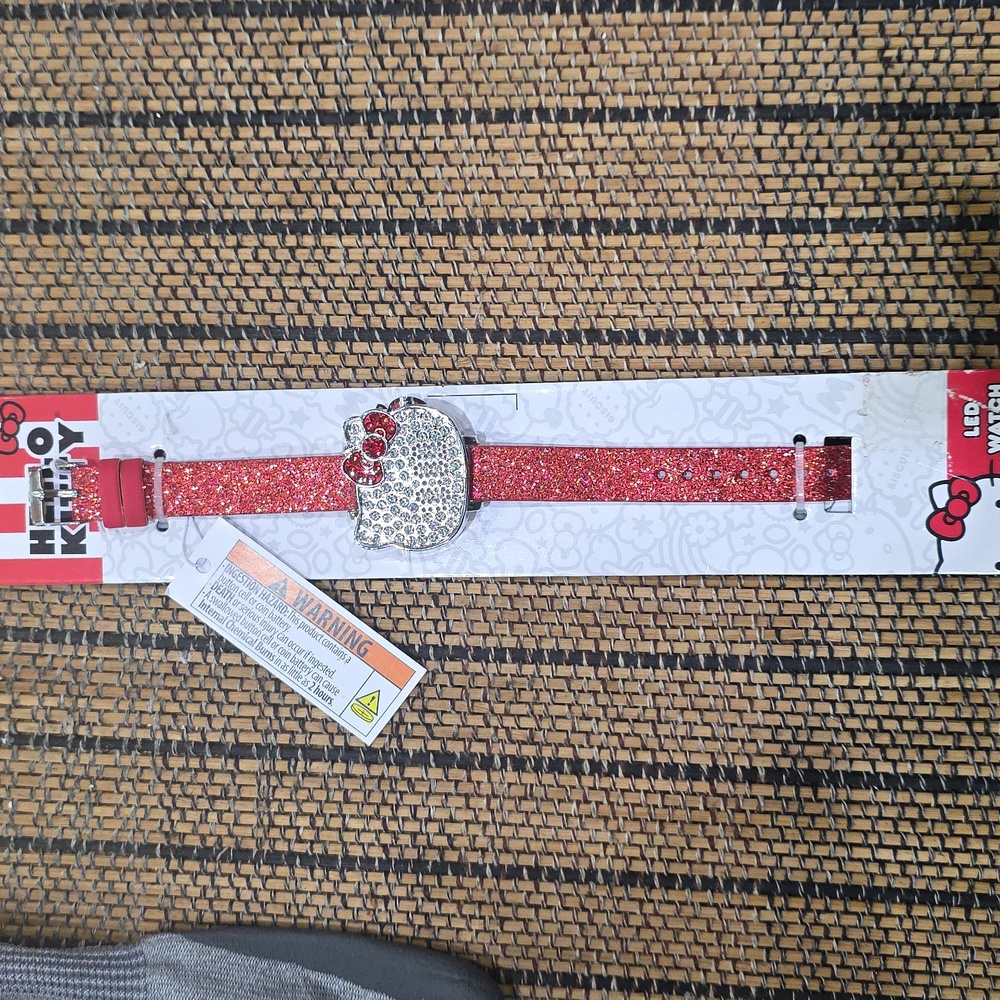 Hello Kitty Red Glitter & Rhinestone LED Watch - Picture 2 of 7